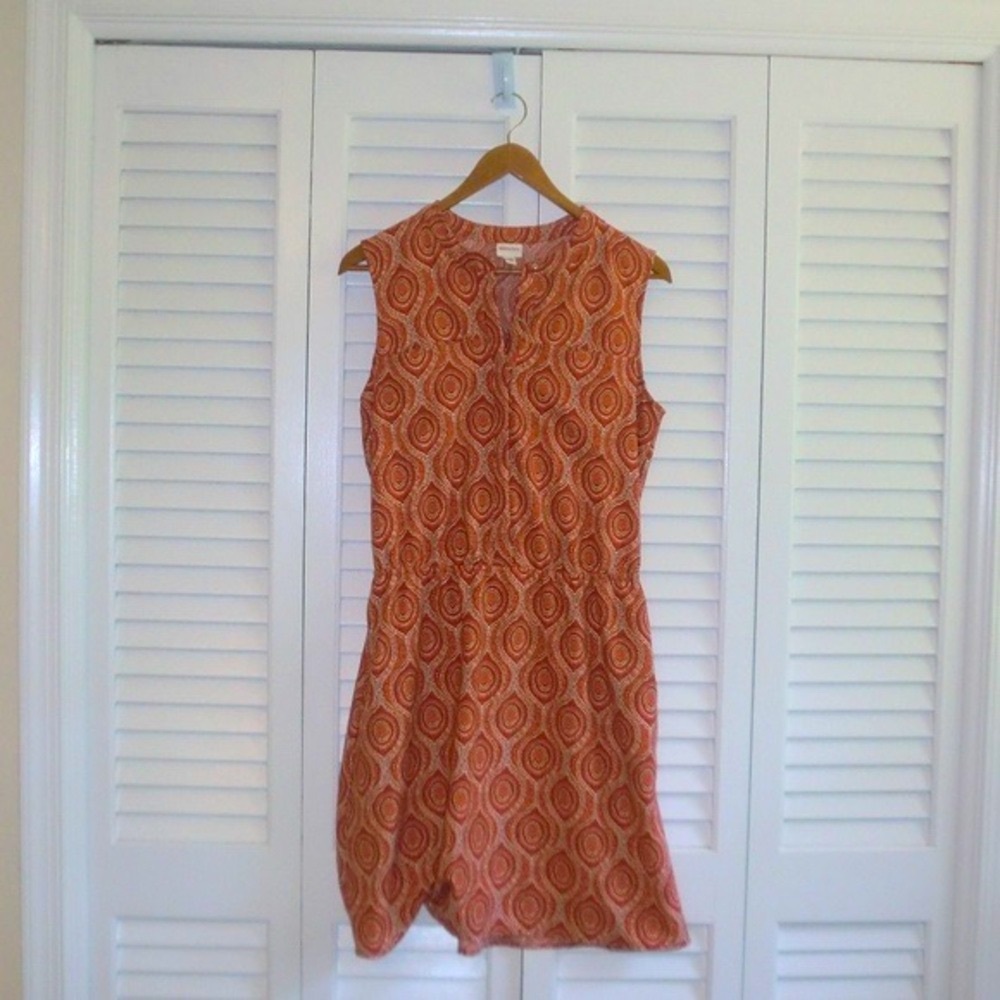 EUC Merona Orange Pattern Sleeveless Henley M